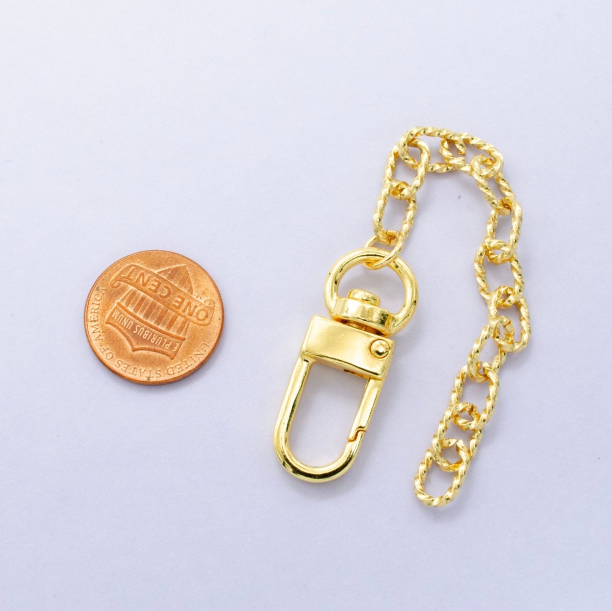 24K Gold Filled 5-Inch Twisted Cable Chain Bag Purse Charm Swivel Keychain Findings | WA-2897
