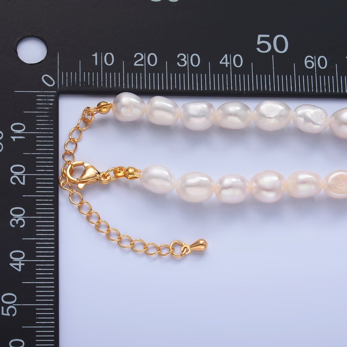 24K Gold Filled 7mm White Freshwater Pearl 16.5 Inch Necklace | WA-3018