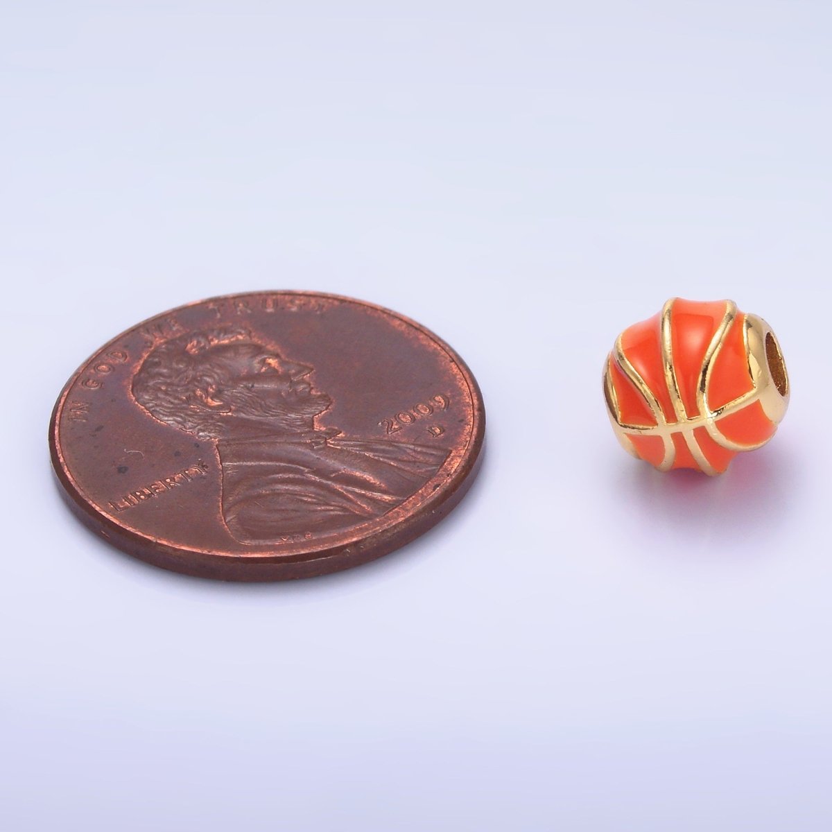 24K Gold Filled Basketball Sports Enamel Bead | B185