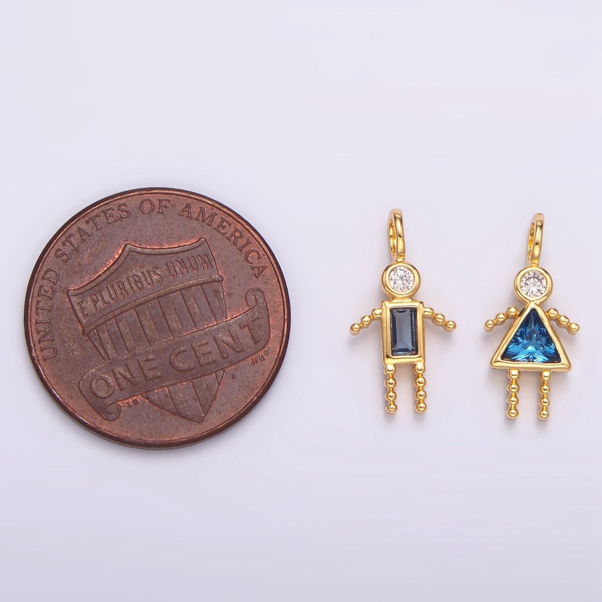 24K Gold Filled CZ Geometric Figure Boy Girl Set Charm | W068 - W073