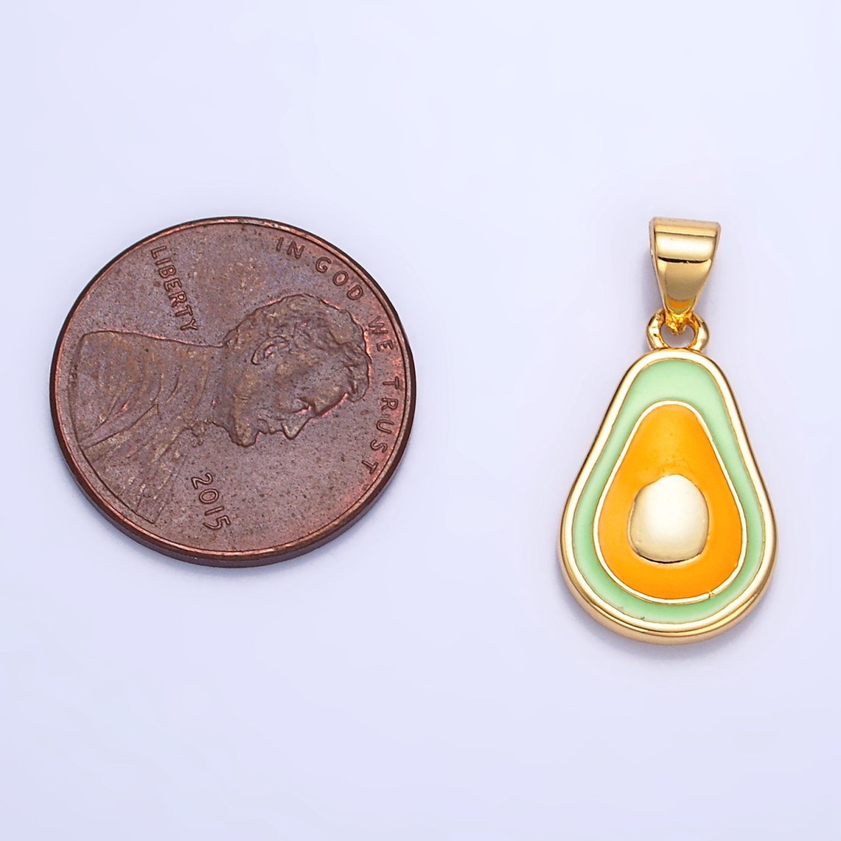 24K Gold Filled Enamel Avocado Fruit Pendant | AA1036
