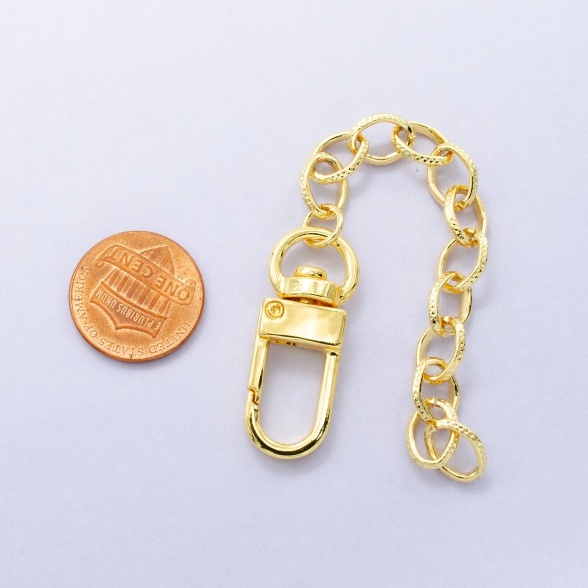 24K Gold Filled Geometric Oval Link Chain Bag Purse Charm Swivel Keychain Findings | WA-2901