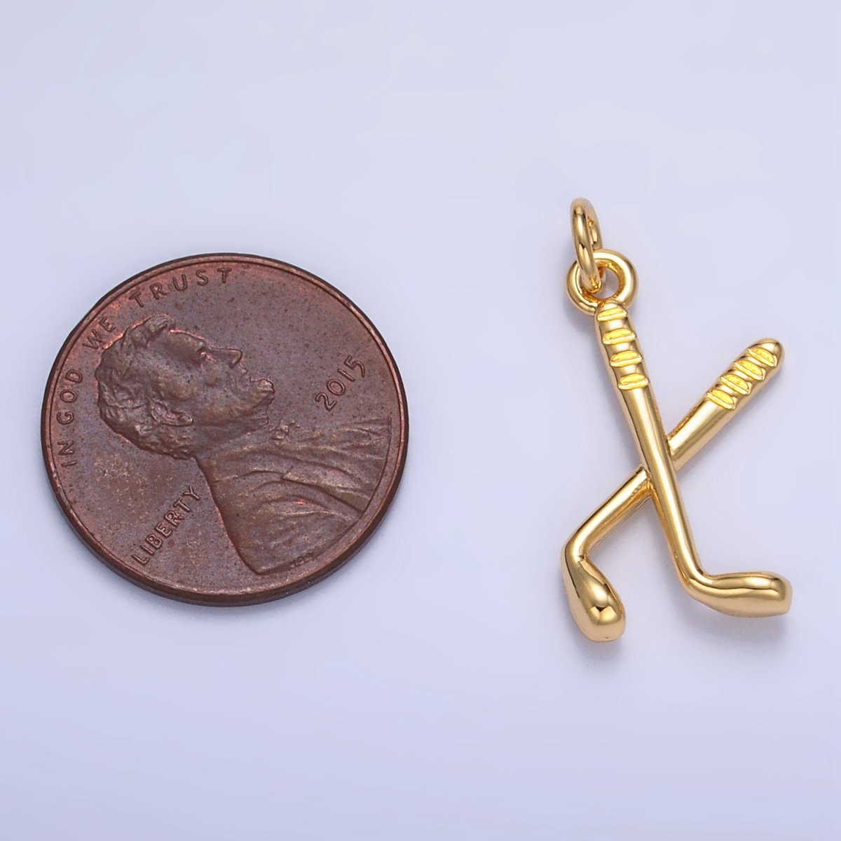 24K Gold Filled Hockey Sticks Sports Equipment Multidimensional 3D Charm | W115