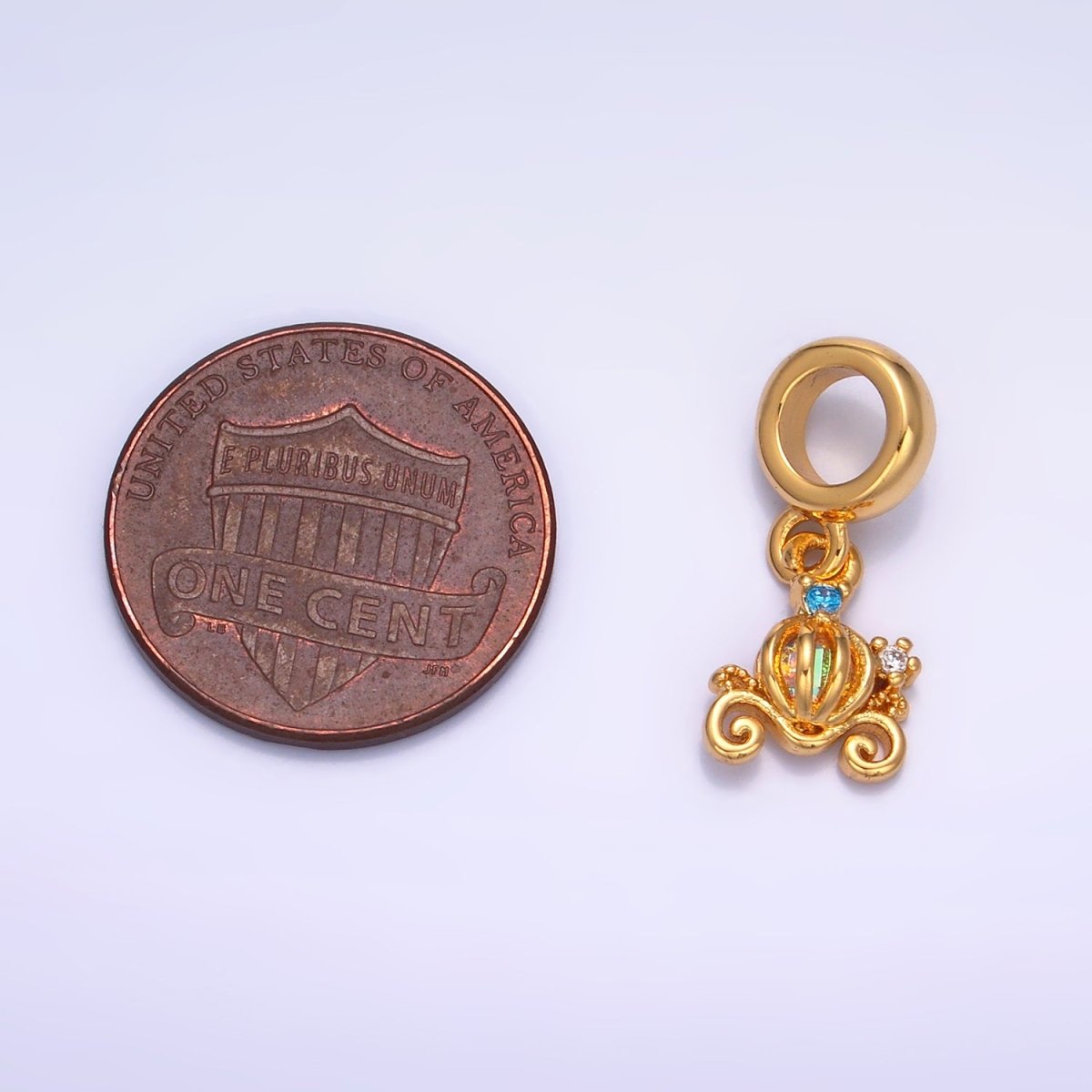 24K Gold Filled Iridescent CZ Carriage Rhondelle Drop Pendant | W407