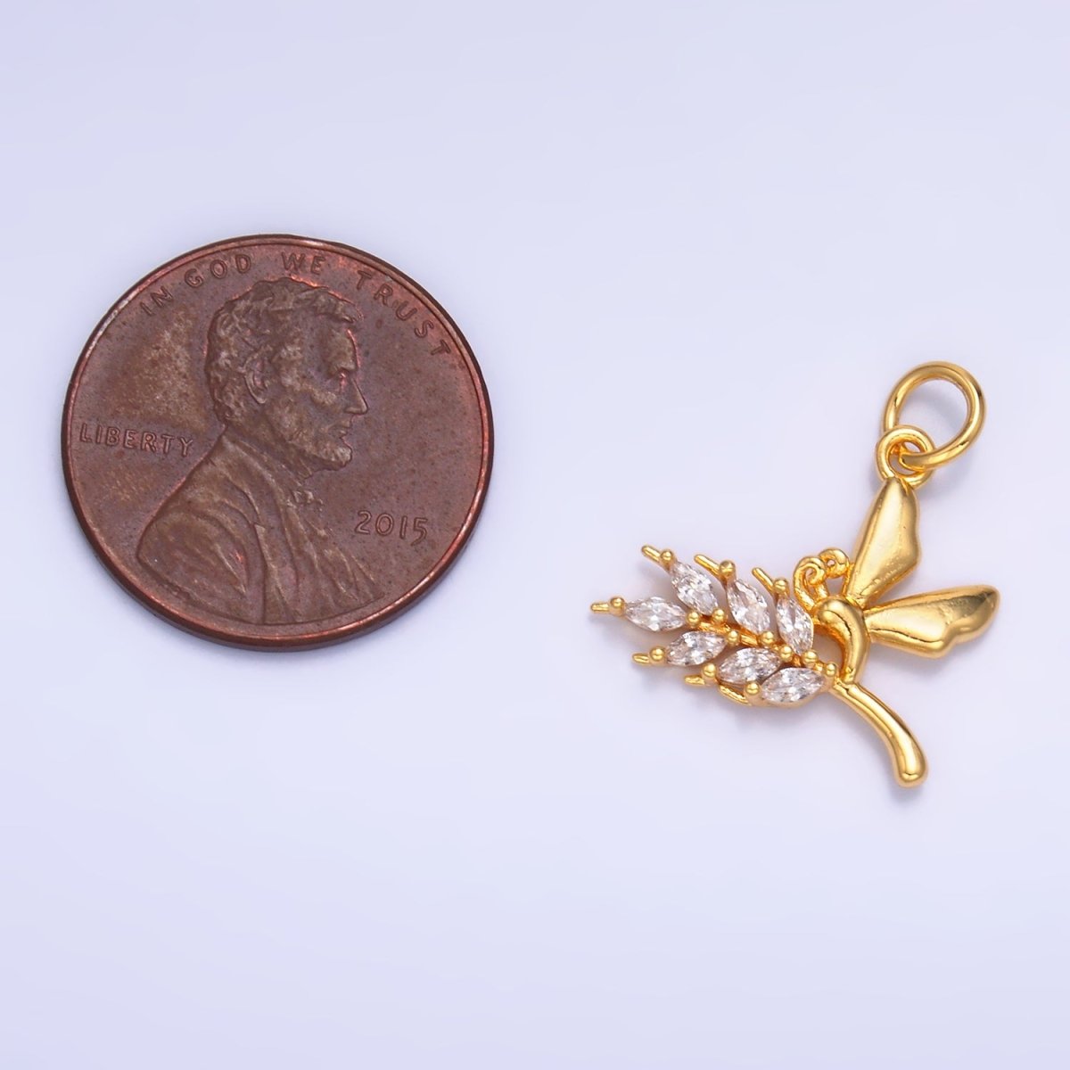 24K Gold Filled Marquise CZ Butterfly Charm in Gold & Silver | W885