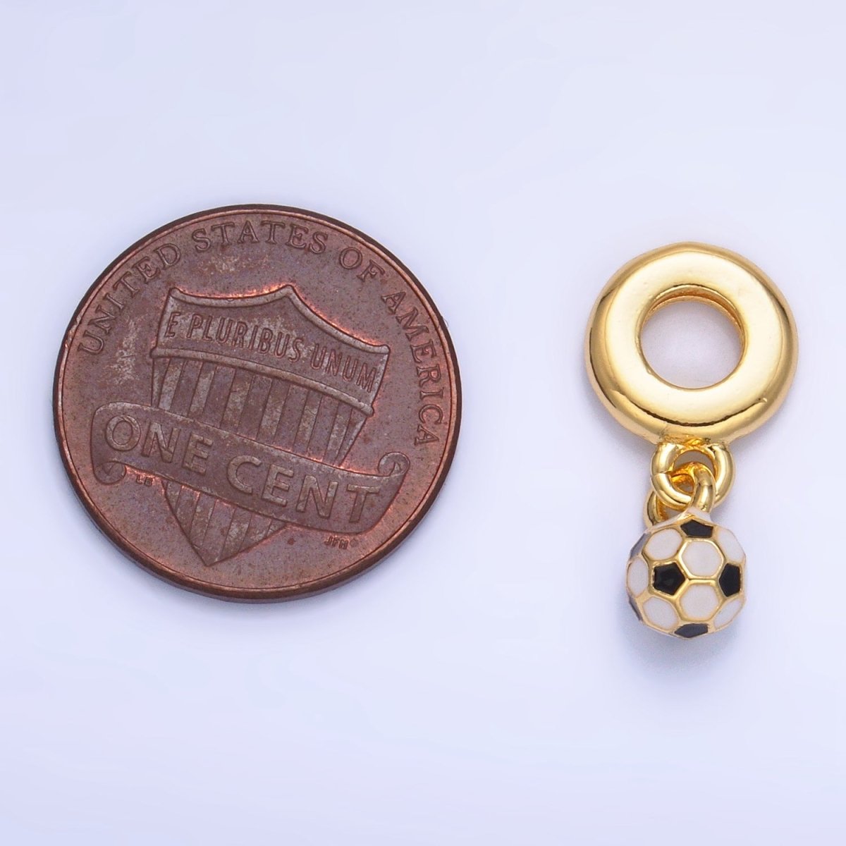 24K Gold Filled Mini Soccer Ball Enamel Rhondelle Drop Pendant | W001