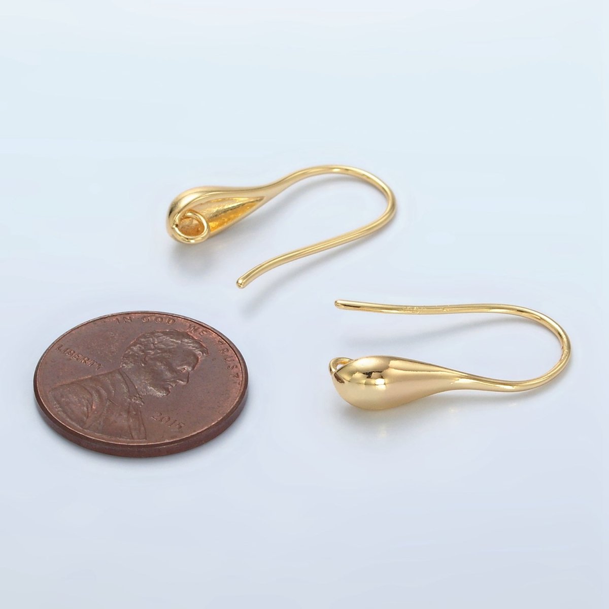 24K Gold Filled Molten Minimalist Teardrop French Hook Open Loop Drop Earrings Findings | Z1004