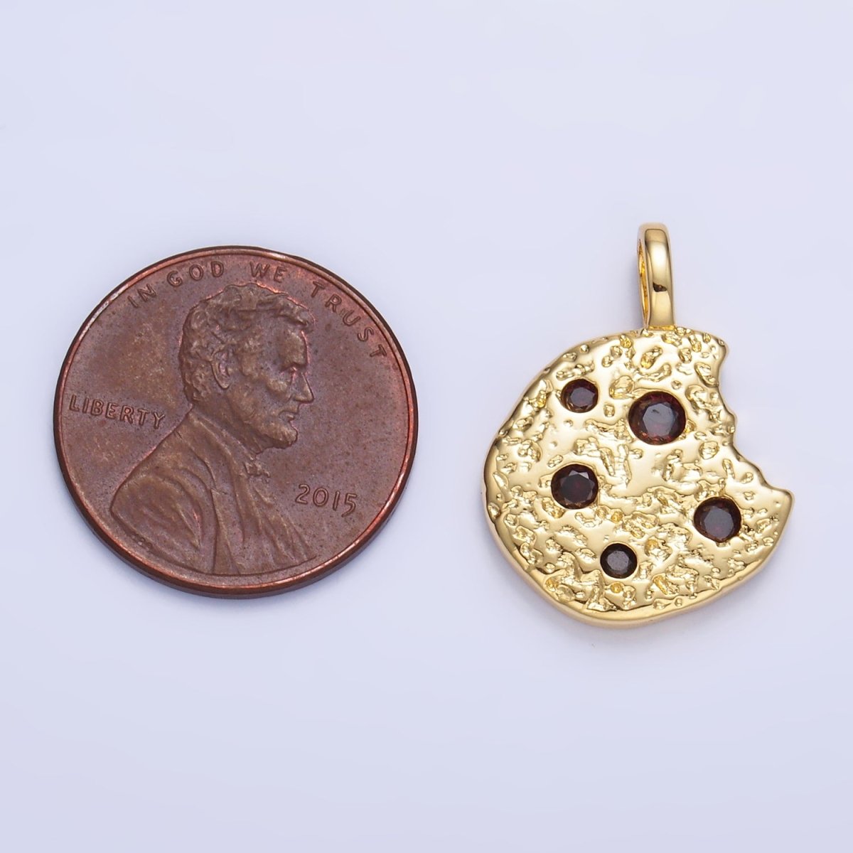 24K Gold Filled Multicolor CZ Bitten Cookie Food Pendant in Gold & Silver | AA1427