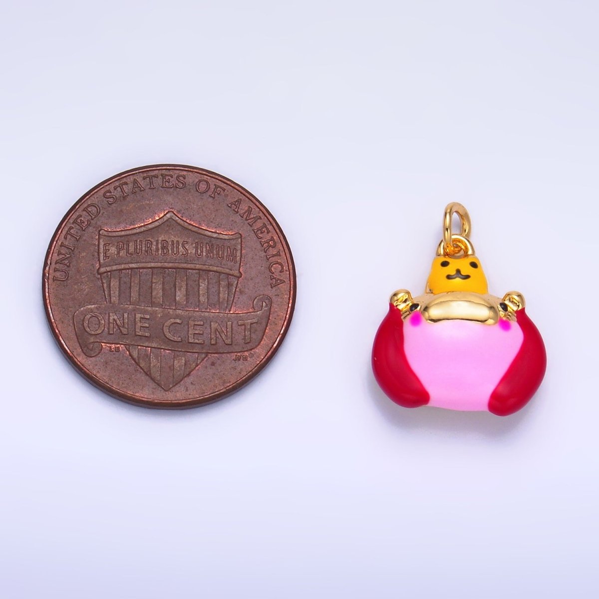 24K Gold Filled Pink Enamel Hippopotamus Multidimensional 3D Animal Charm | W241