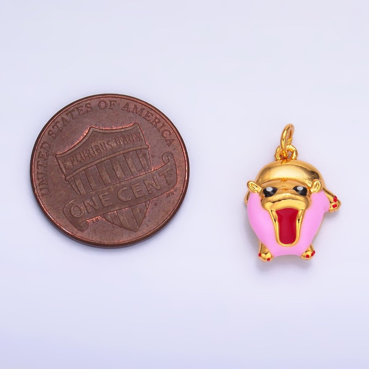 24K Gold Filled Rotund Hippopotamus Enamel Charm | W243