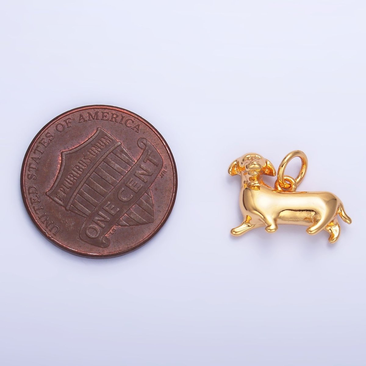 24K Gold Filled Sausage Weiner Dachshund Pet Dog 3D Multidimensional Charm | W388