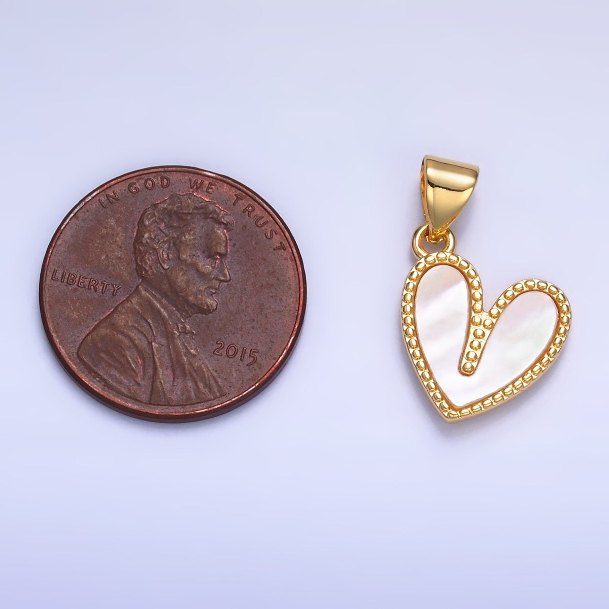 24K Gold Filled Shell Pearl Dotted Heart Pendant | AA1121
