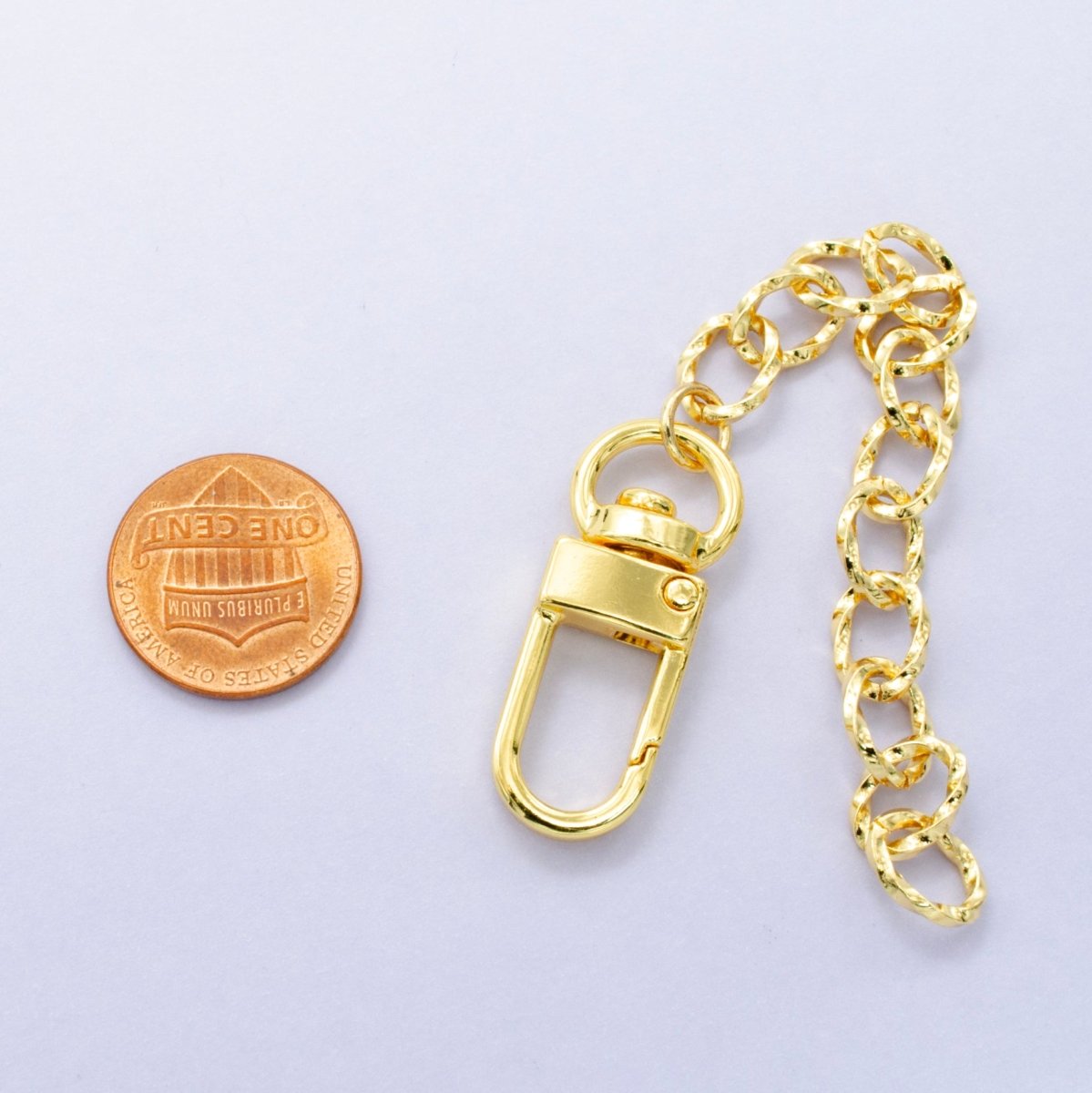 24K Gold Filled Twisted Cable Chain Bag Purse Charm Swivel Keychain Findings | WA-2903