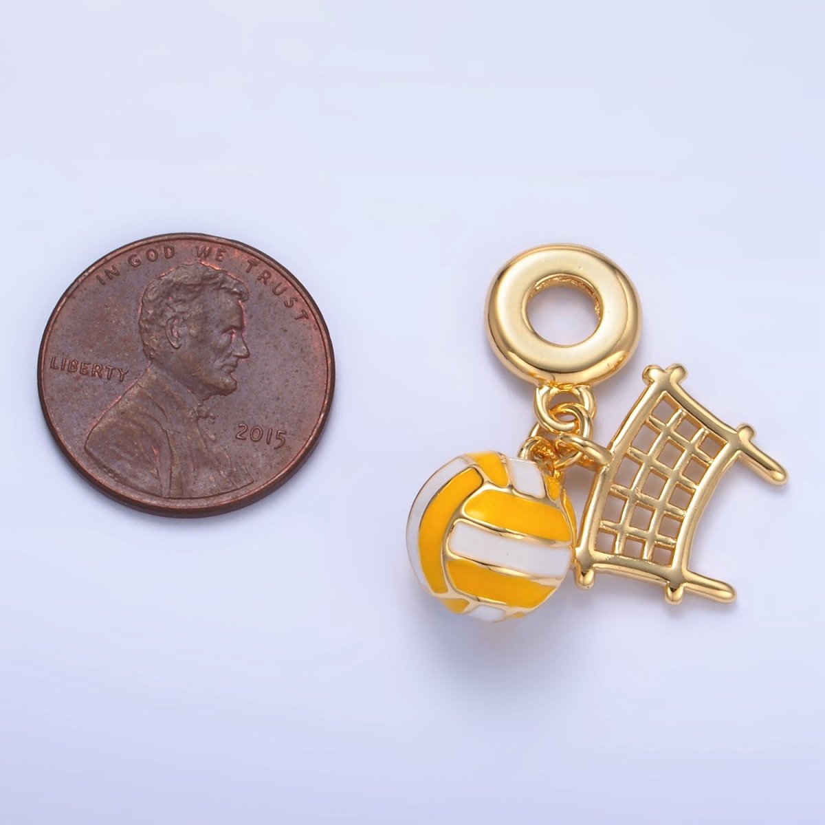 24K Gold Filled Volleyball Net Sports Rhondelle Bail Drop Pendant | W111