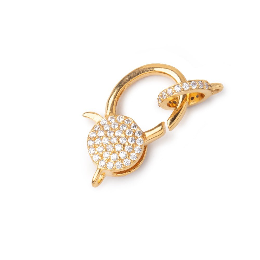 24x12mm Vermeil CZ Coin Clasp with CZ Ring 1 piece