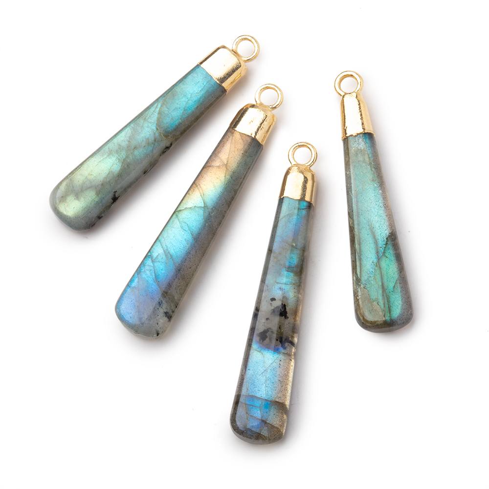 40x6mm Gold Leafed Labradorite Plain Pear Pendant 1 piece