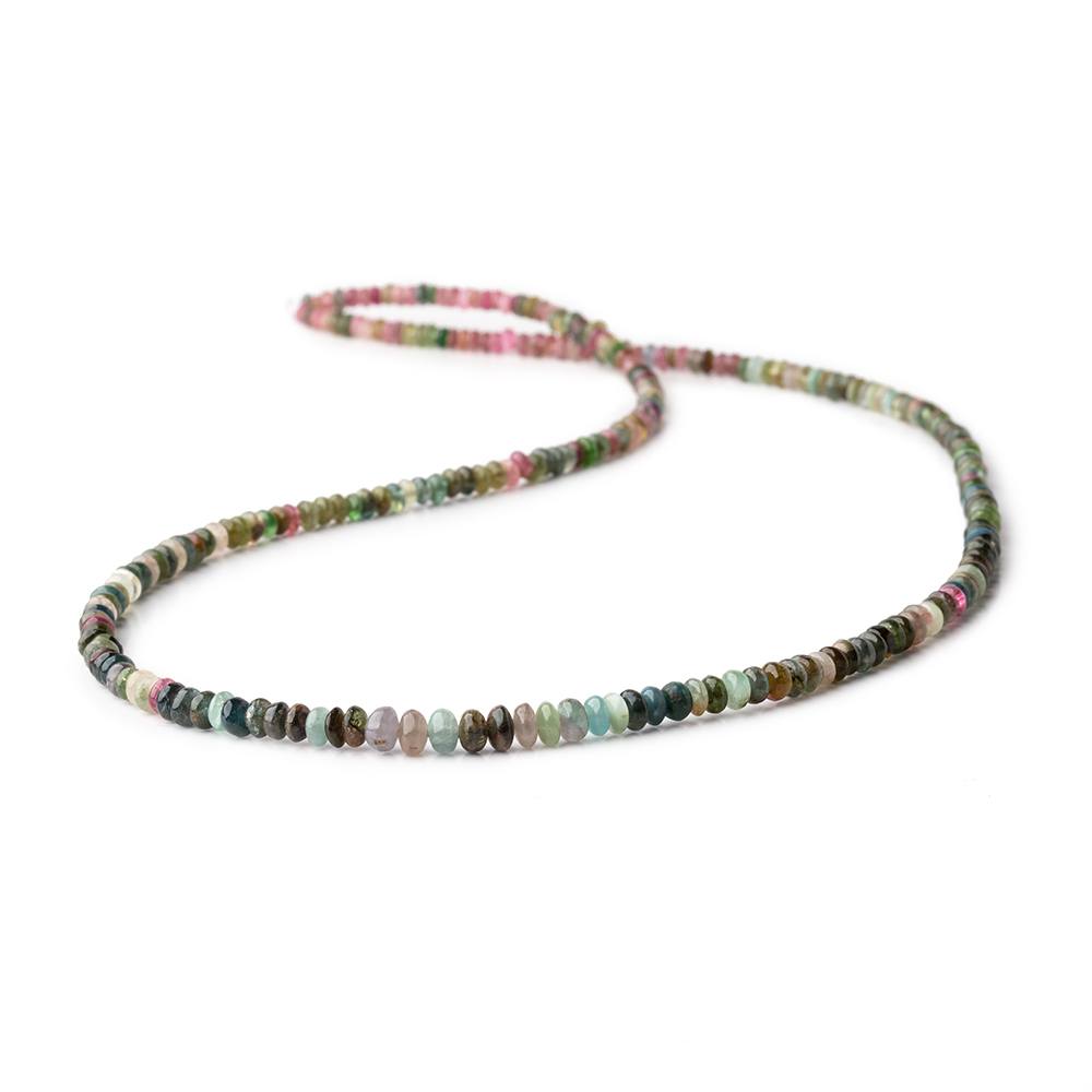 2.5-4mm Multi Color Tourmaline Plain Rondelle Beads 18 inch 220 pieces