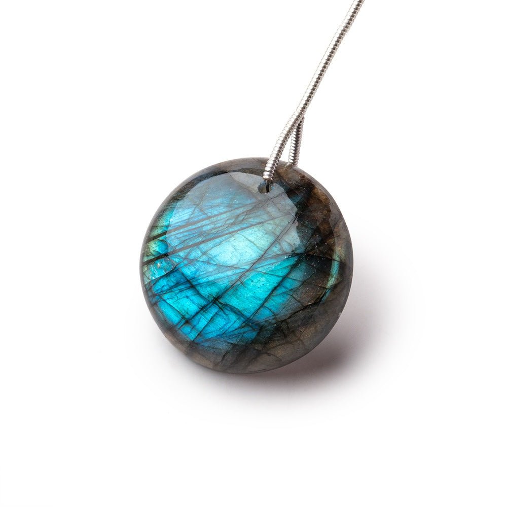 25mm Labradorite Plain Coin Pendant 1 AAA Focal