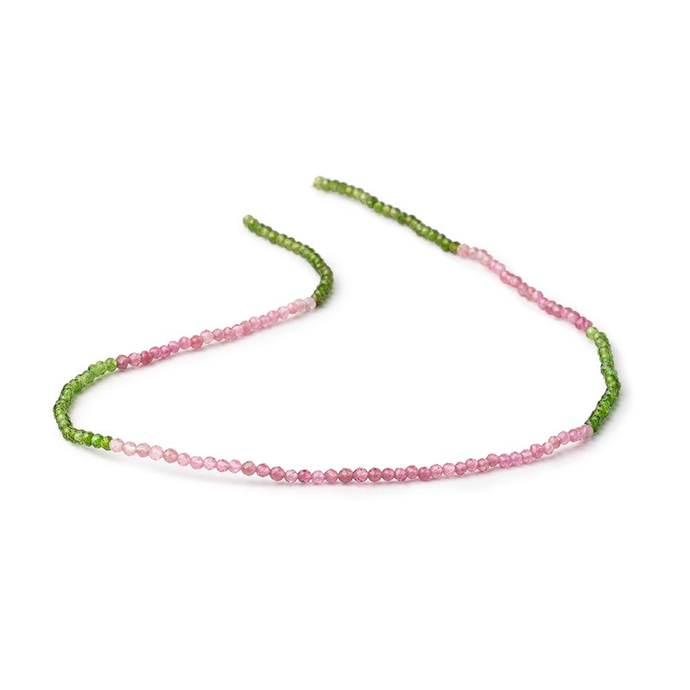 2.5mm Pink & Green Tourmaline Micro Faceted Round Beads 12.5 inch 160 pieces
