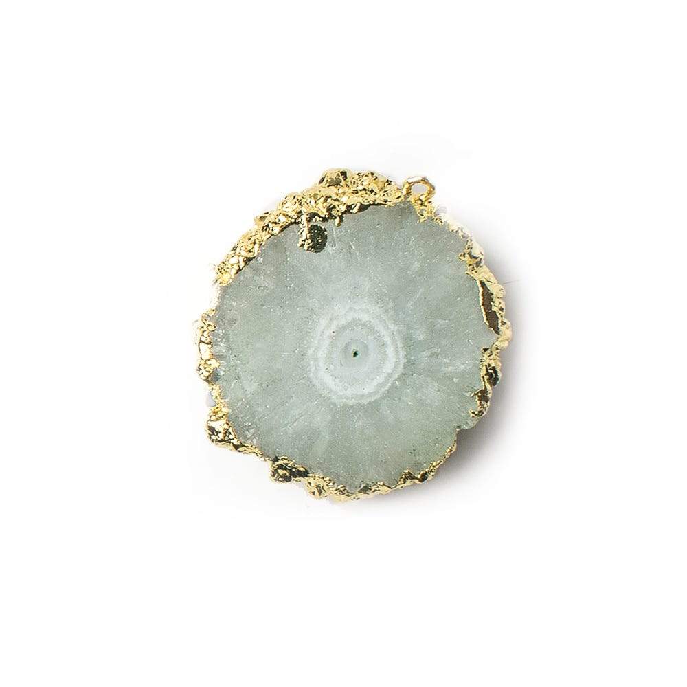 25x22mm 22kt Gold leafed Solar Quartz Slice Pendant 1 piece