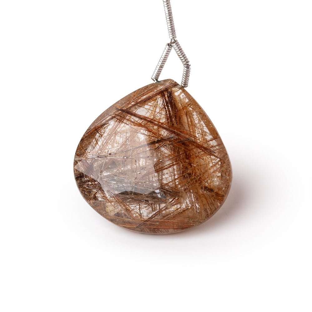 26.5mm Rutilated Quartz Faceted Heart Focal Bead 1 piece