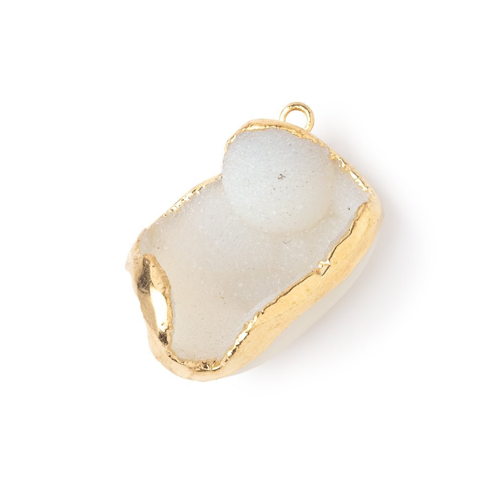 26x24mm Gold Leafed White Concave Drusy Pendant 1 focal piece