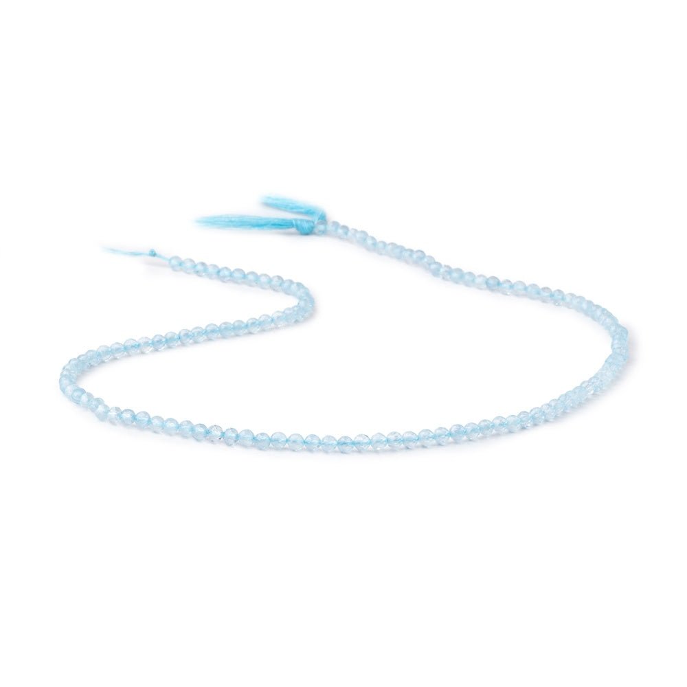 2.7mm Light Aquamarine Micro Faceted Rounds 12.5 inch 118 Beads