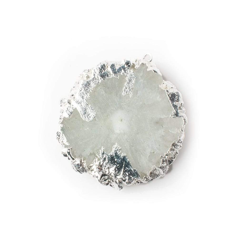29x28mm Silver leafed Solar Quartz Slice Pendant 1 piece