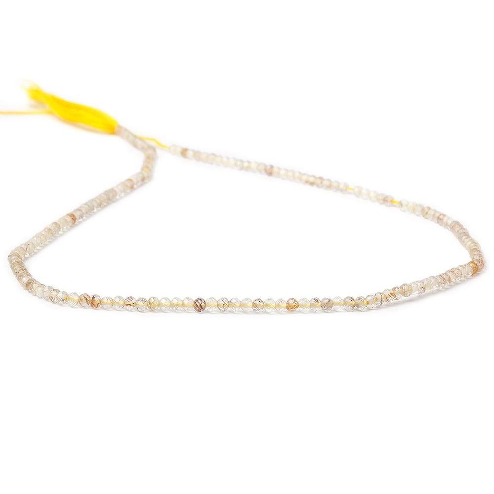 2mm Rutilated Quartz microfaceted rondelle beads 13 inch 168 pieces