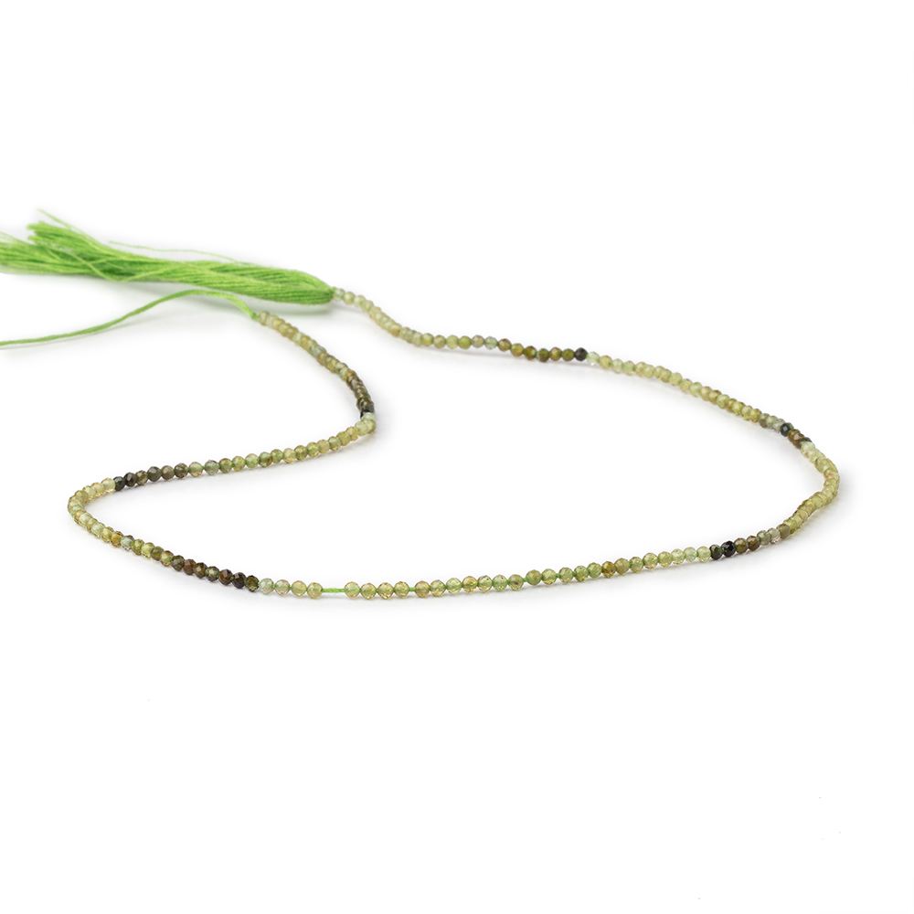 2mm Shaded Green Tourmaline Micro Faceted Rounds 13 inch 178 Beads