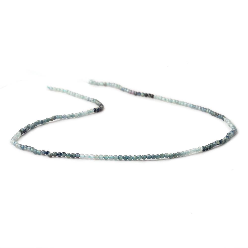 2mm Shaded Teal Blue Sapphire Micro Faceted Round Beads 12.5 inch 180 pieces