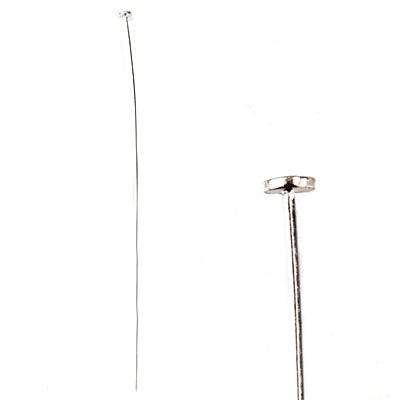 3" length Sterling Silver Disc Headpin, 24 Gauge Wire, 10 pieces per Bag