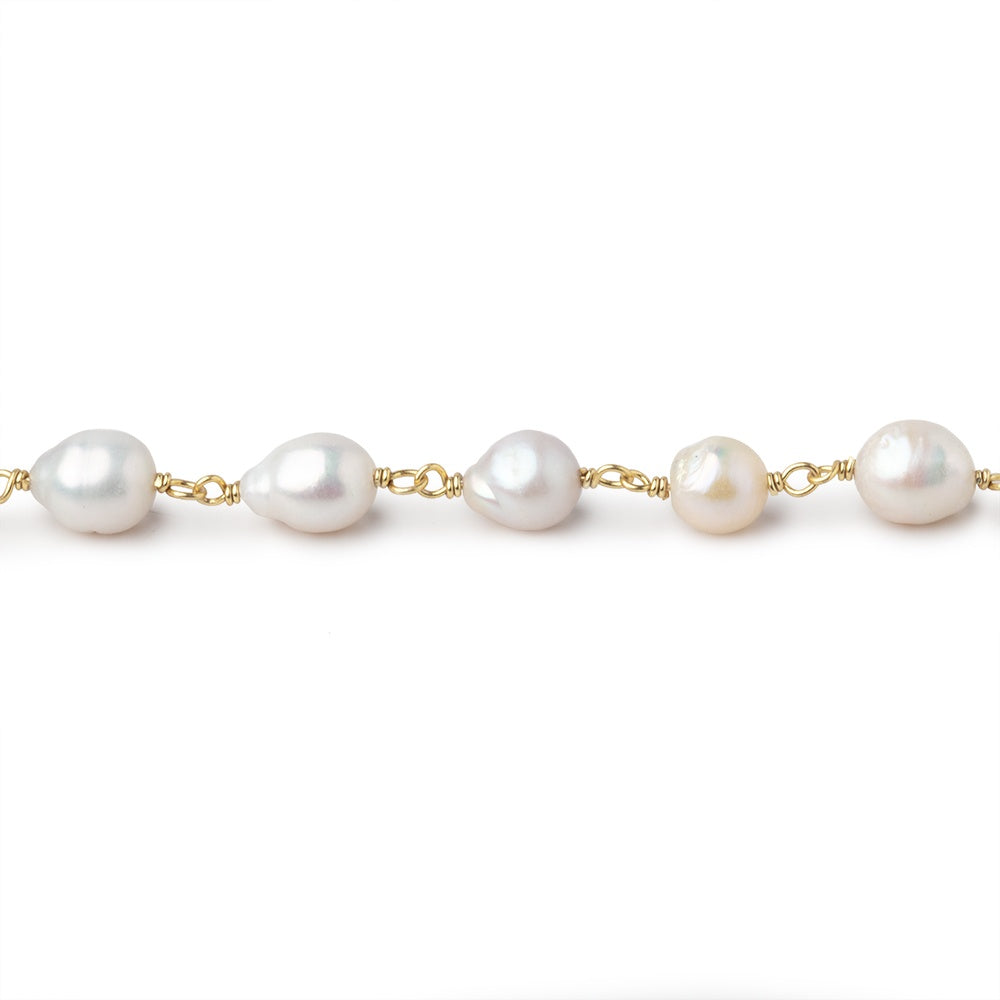 6x5-8x6mm White Petite Ultra Baroque Pearls on Vermeil Chain