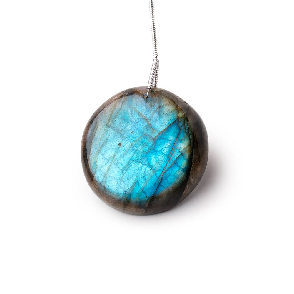 30x8mm Labradorite Plain Coin Pendant 1 AAA Focal
