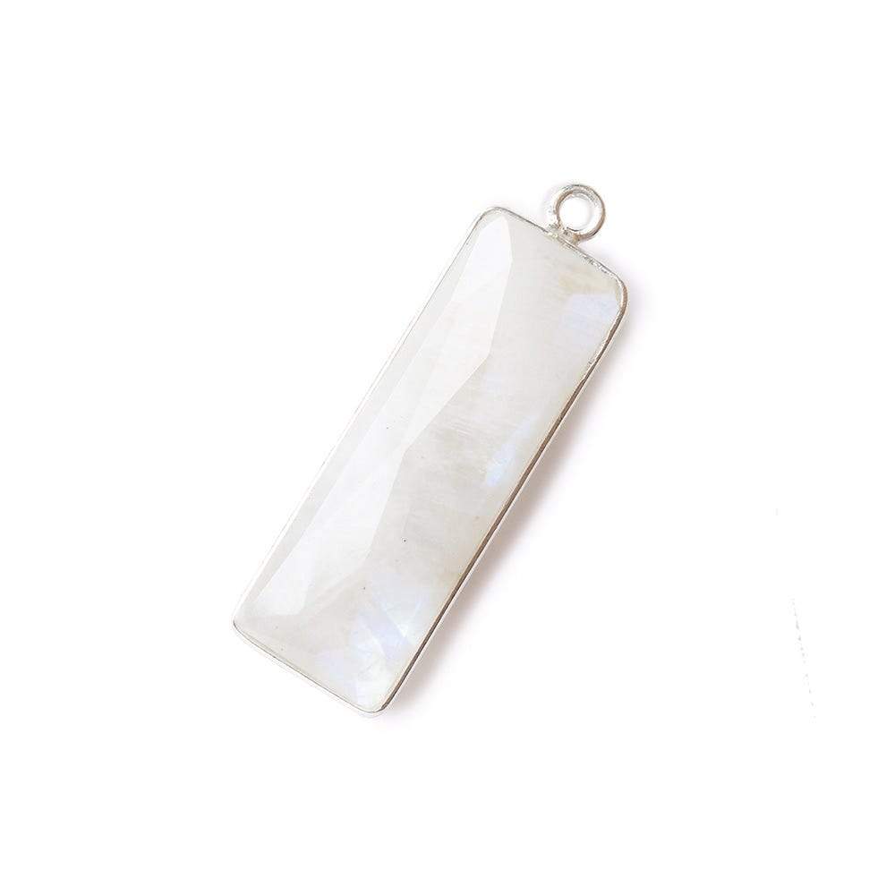 31x11mm Silver Bezel Rainbow Moonstone Bar 1 ring pendant 1 piece