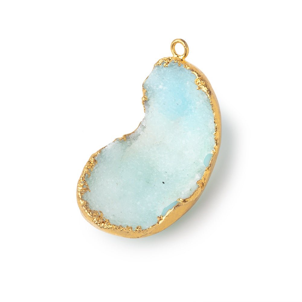 31x18mm Gold Leafed Aqua Blue Concave Drusy Pendant 1 focal piece