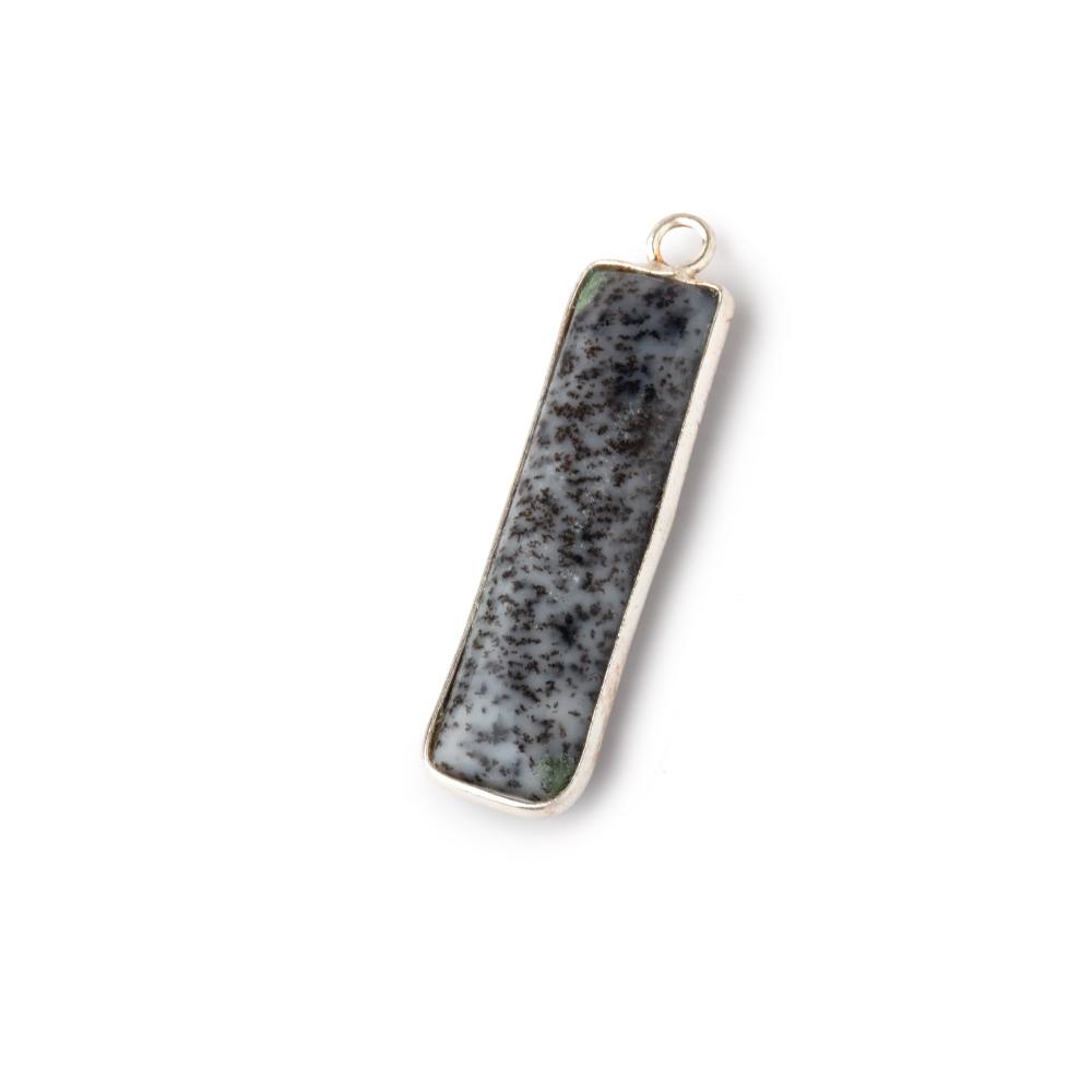 31x9mm Sterling Silver Bezel Dendritic Opal Plain Bar Pendant 1 piece