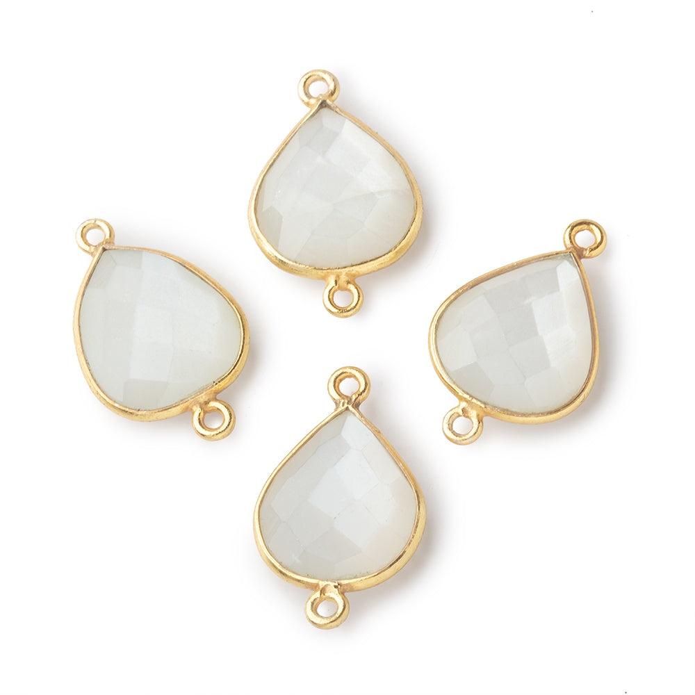 16x14mm Vermeil Bezel White Moonstone faceted pear Connector 1 piece