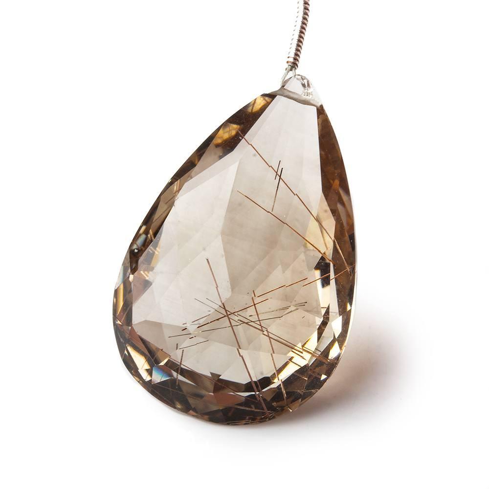 33x22mm Rutilated Smoky Quartz Faceted Pear Focal Bead 1 piece