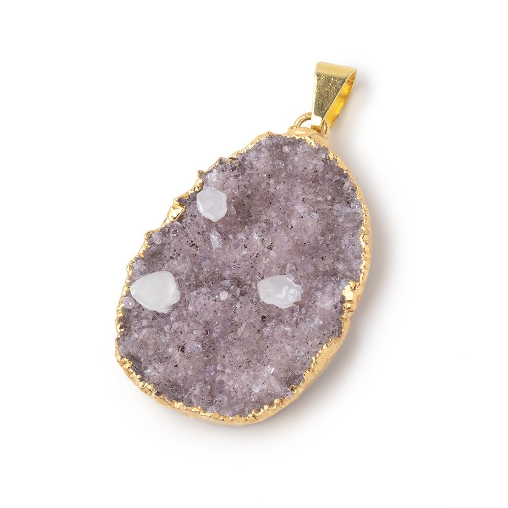 33x26mm Gold Leafed Amethyst Drusy Pendant 1 focal piece