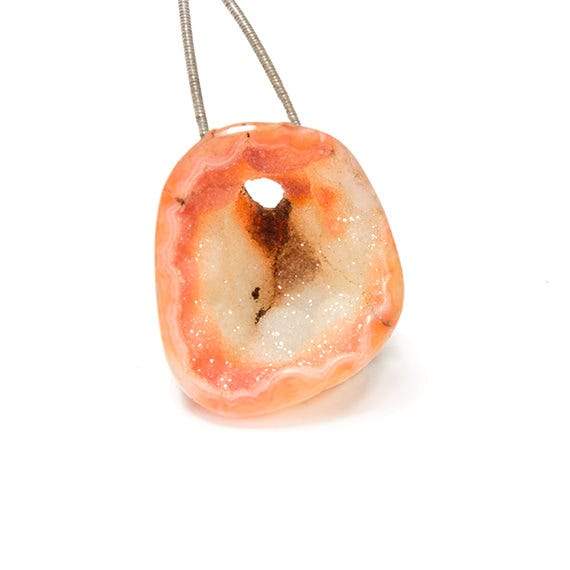 33x29mm Multi Orange Melon Agate Drusy Freeform Focal Bead 1 piece