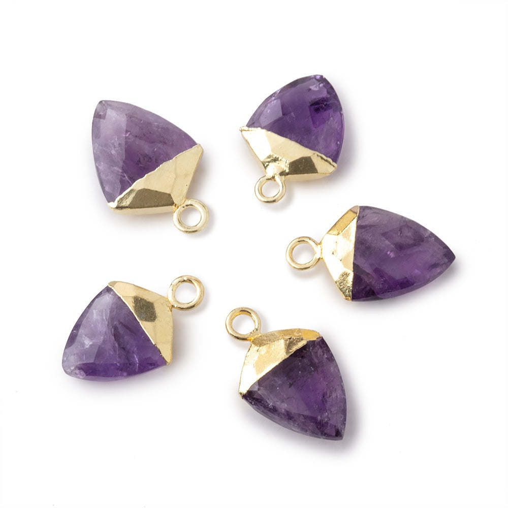 11x9-12x10mm Gold Leafed Amethyst faceted shield Pendant 1 focal
