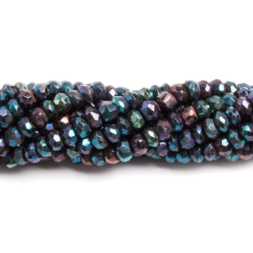 3.5mm Mystic Peacock Spinel Hand Faceted Rondelle Beads 13 inch 130pcs