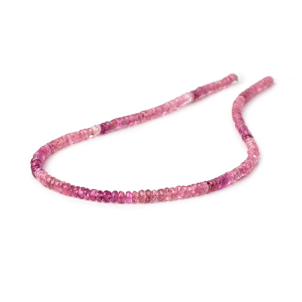 3.5mm Shaded Pink Tourmaline Faceted Rondelle Beads 14 inch 185 pieces AA