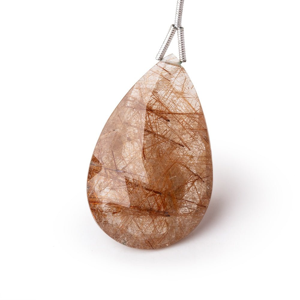 35x23mm Rutilated Quartz Faceted Pear Focal Bead 1 piece