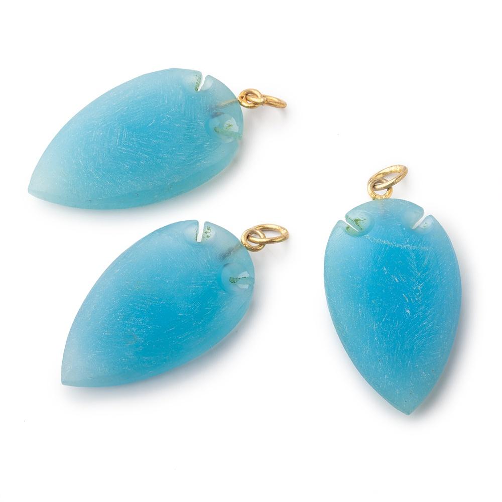 36x20mm Santorini Blue Chalcedony Matte Arrowhead Focal Pendant 1 piece