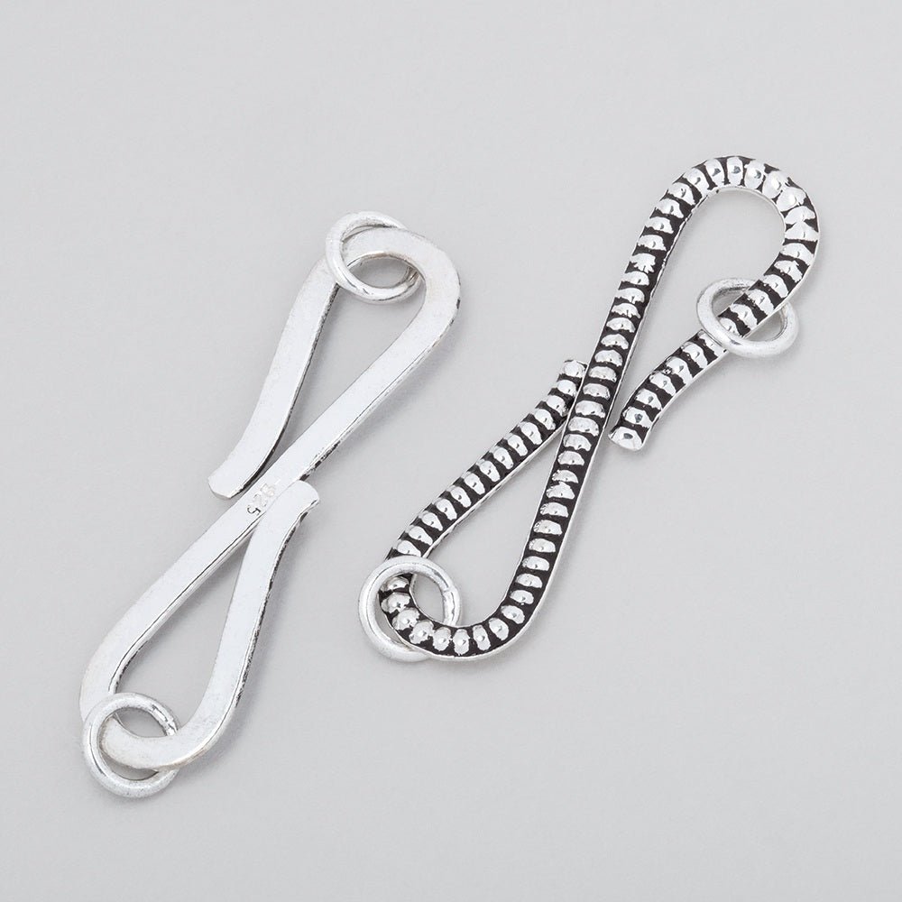 36x9mm Antiqued Sterling Silver S Hook Ribbed Design 1 piece