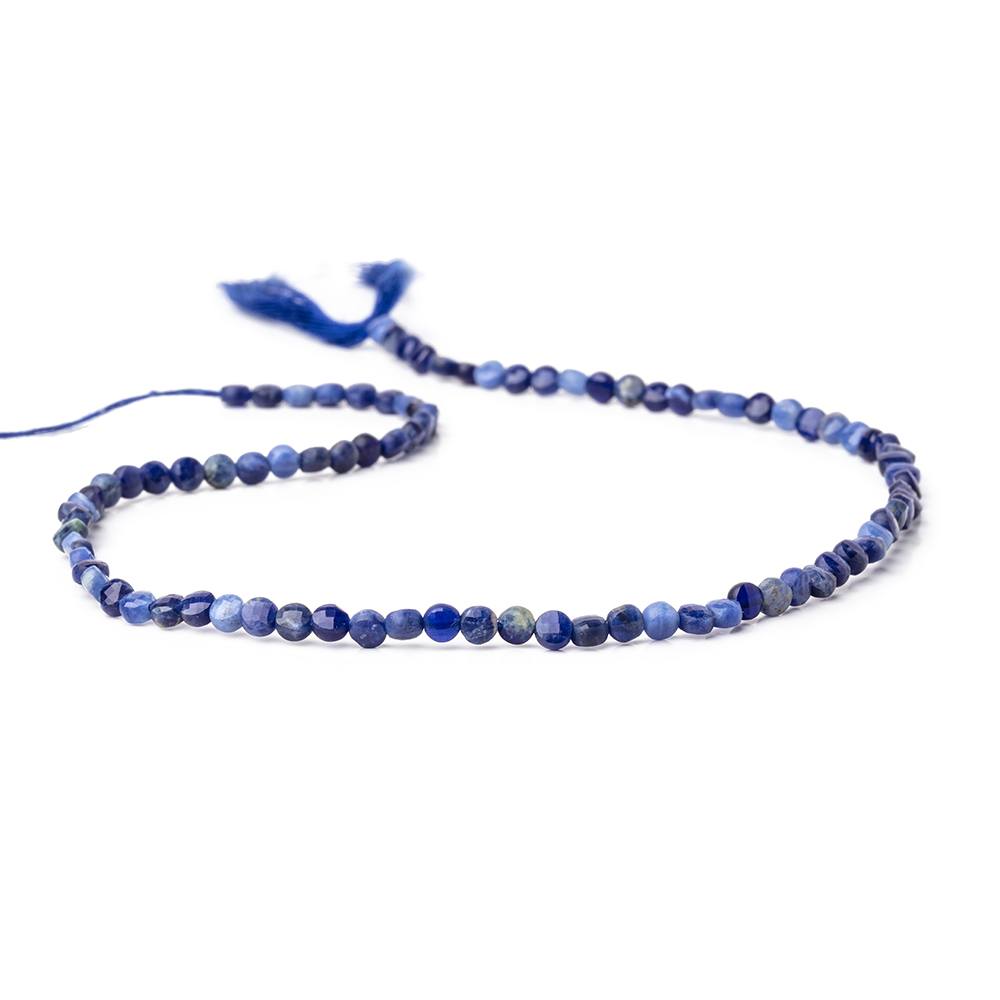 3.7mm Sodalite Checkerboard Faceted Calibrated Coins 12.5 inch 90 Beads