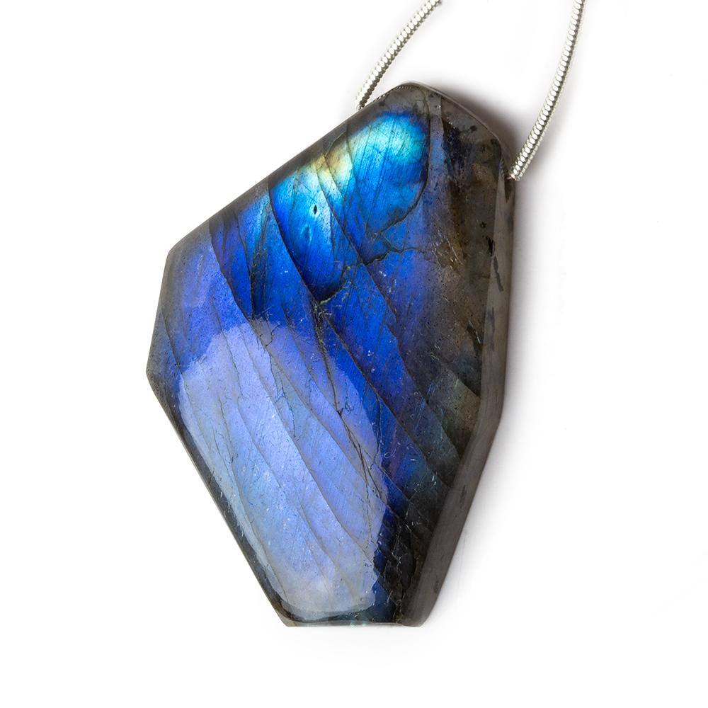 38x22x7mm Neon Blue Labradorite fancy shape focal bead 1 piece