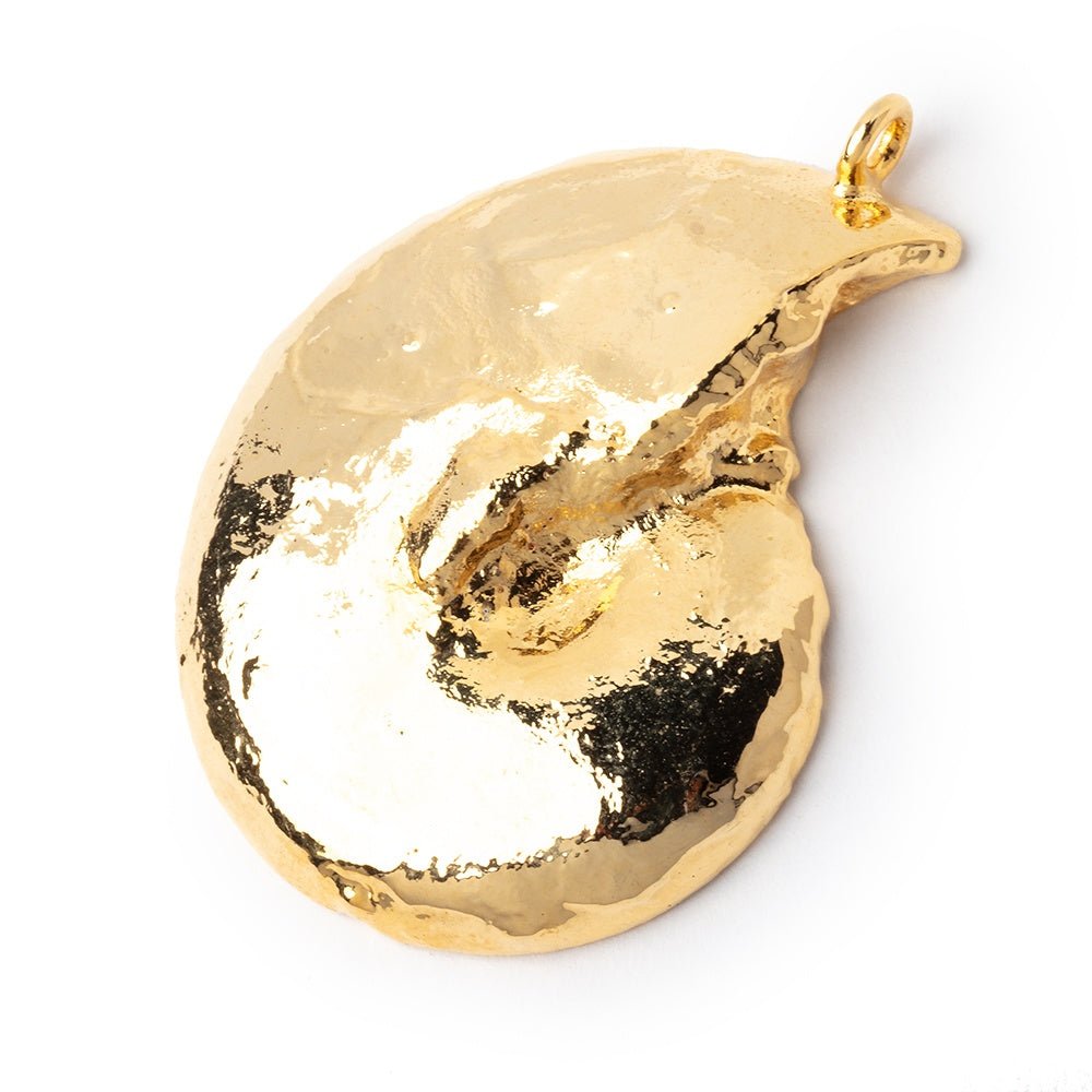 38x31.5mm Gold Leafed Ammonite Fossil Pendant 1 piece